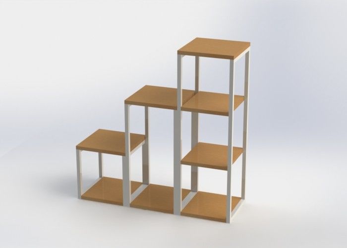Square Shelves Storage Display Rack / Bamboo And Metal House Display Stand