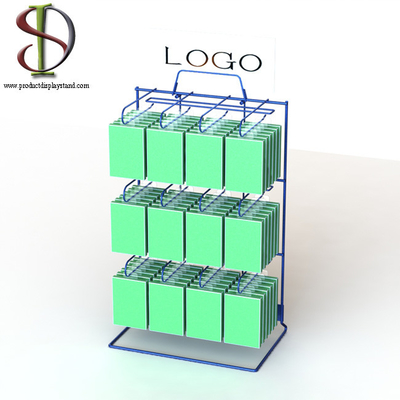 O fio engancha suportes de exposição do tampo da mesa do metal do OEM com cacifo traseiro e logotipo superior